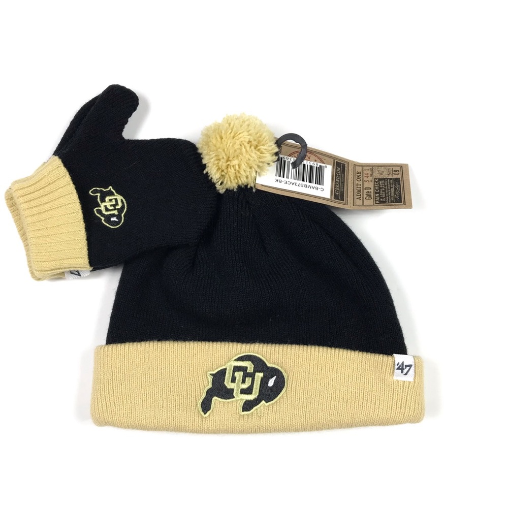 Colorado CU Buffs Pom Beanie Hat Gloves Mitten NEW